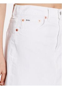 Polo Ralph Lauren Spódnica jeansowa 211903405001 Biały Slim Fit. Kolor: biały. Materiał: bawełna #5