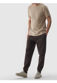 4f - Spodnie dresowe joggery męskie - brązowe. Kolor: brązowy. Materiał: dresówka. Wzór: gładki, ze splotem. Sport: fitness