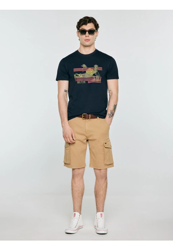 Big-Star - Koszulka męska z nadrukiem granatowa Regger 403. Kolor: niebieski. Materiał: materiał, bawełna. Wzór: nadruk. Styl: klasyczny, vintage