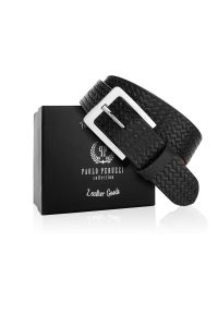 Pasek skórzany 100 CM PAOLO PERUZZI 03Z01100 czarny. Kolor: czarny. Materiał: skóra. Styl: klasyczny, casual, vintage #1
