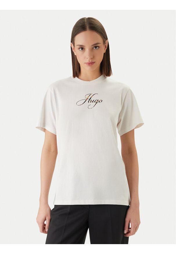 Hugo - HUGO T-Shirt Vintage 50560566 Écru Regular Fit. Materiał: bawełna. Styl: vintage