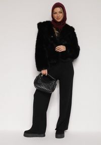 Born2be - Bordowa Czapka Kominiarka z Wełną o Kroju Kaptura z Kominem Linezra. Kolor: czerwony. Materiał: wełna. Styl: casual, elegancki #3