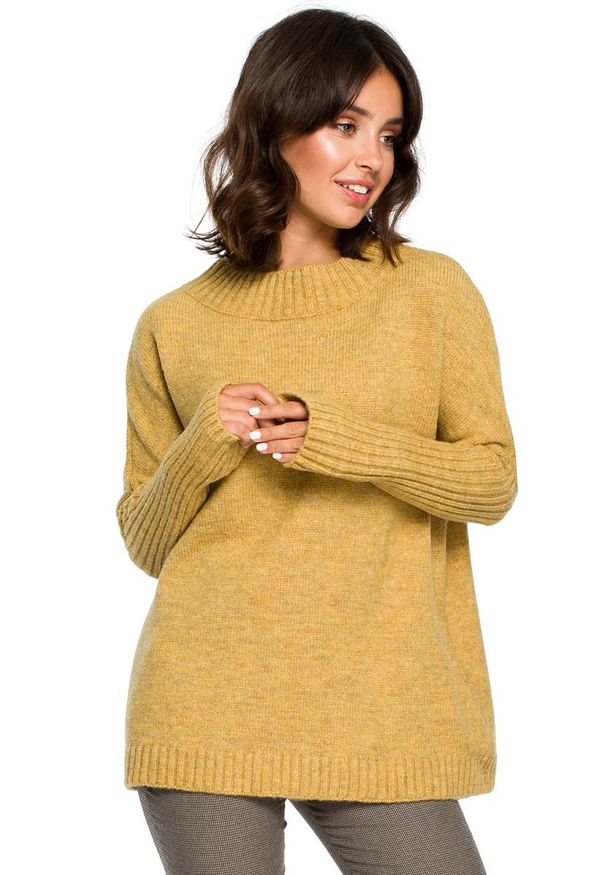 Żółty sweter oversize MOE ze stójką