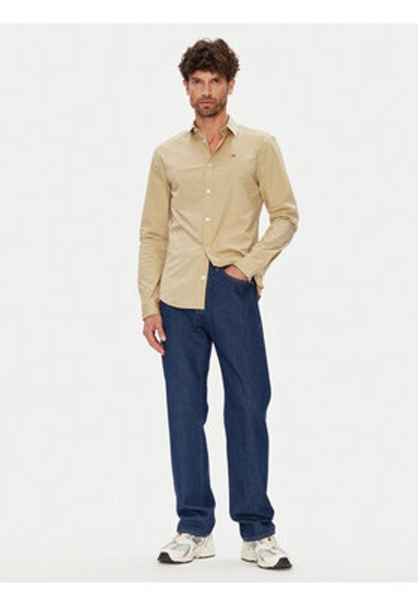 Tommy Jeans Koszula Original DM0DM04405 Beżowy Slim Fit. Kolor: beżowy. Materiał: bawełna