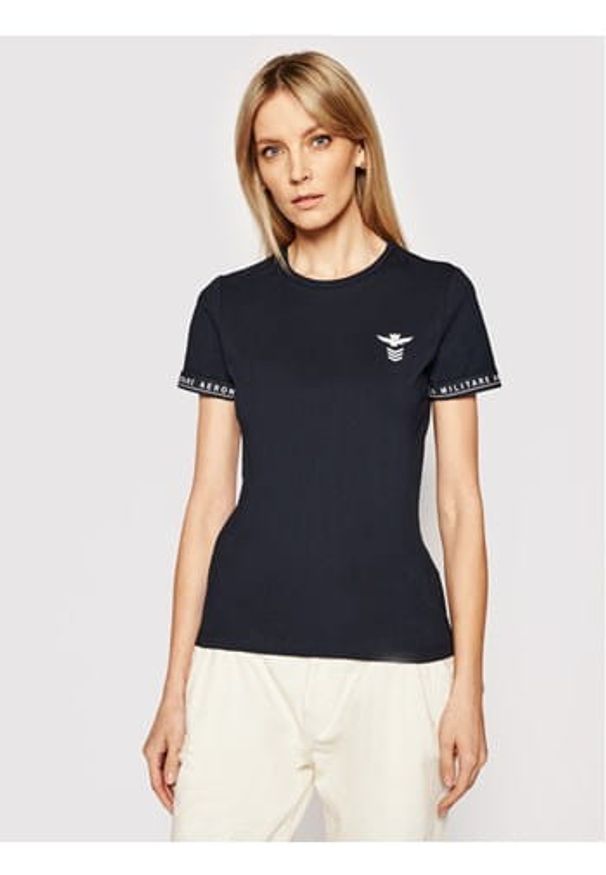 T-shirt z krótkim rękawem Aeronautica Militare. Kolor: niebieski. Materiał: bawełna. Długość rękawa: krótki rękaw. Długość: krótkie