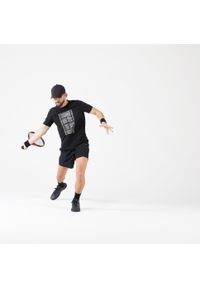 KUIKMA - Koszulka tenisowa męska Artengo TTS Soft. Kolor: czarny. Materiał: lyocell, elastan, materiał, bawełna. Sport: tenis