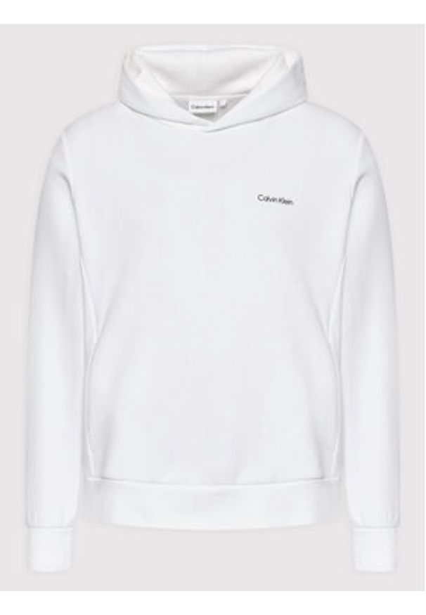Calvin Klein Bluza Micro Logo K10K109927 Biały Regular Fit. Kolor: biały. Materiał: bawełna, syntetyk