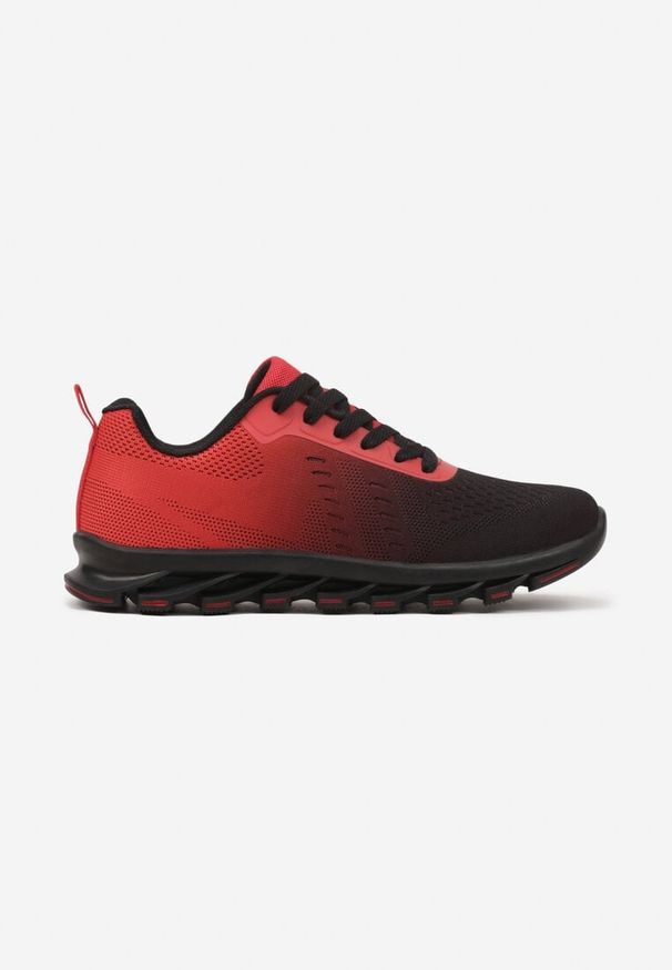 Born2be - Czarno-Czerwone Buty Sportowe Sneakersy z Tłoczoną Podeszwą Leathrose. Okazja: na co dzień. Zapięcie: sznurówki. Kolor: czarny. Materiał: jeans. Sezon: wiosna, lato
