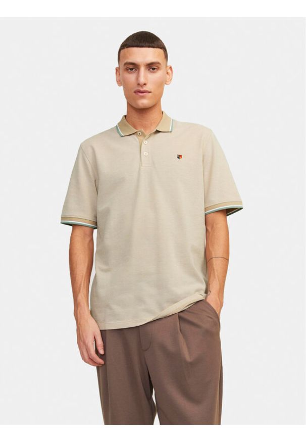 Jack & Jones - Jack&Jones Polo Bluwin 12169064 Beżowy Regular Fit. Typ kołnierza: polo. Kolor: beżowy. Materiał: bawełna, syntetyk