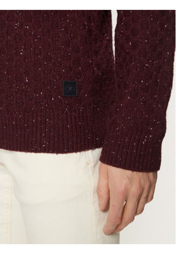 Tom Tailor Sweter 1044537 Bordowy Regular Fit. Kolor: czerwony. Materiał: bawełna