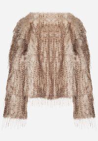 Born2be - Brązowa Futrzana Kurtka z Cieniowanym Wzorem Tusvella. Okazja: na co dzień. Kolor: brązowy. Materiał: futro. Styl: klasyczny, casual #4