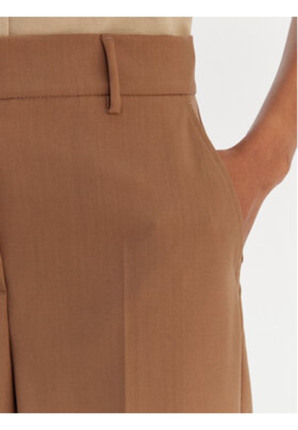 Weekend Max Mara Spodnie palazzo Visivo 2615131041 Brązowy Relaxed Fit. Kolor: brązowy. Materiał: wełna