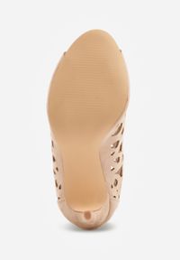 Born2be - Beżowe Ażurowe Sandały Botki Vices na Szpilce Nativria. Kolor: beżowy. Wzór: ażurowy. Obcas: na szpilce. Styl: elegancki #6