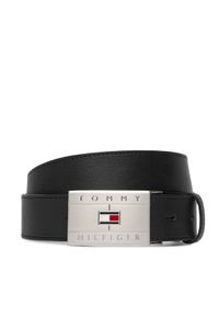 TOMMY HILFIGER - Tommy Hilfiger Pasek Th Flag Plaque Belt AM0AM14322 Czarny. Kolor: czarny. Materiał: skóra #1