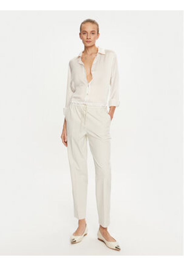Marella Spodnie materiałowe Cammino 2423136045 Écru Regular Fit. Materiał: syntetyk