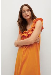 mango - Mango Sukienka bawełniana Margot kolor pomarańczowy midi oversize. Kolor: pomarańczowy. Materiał: bawełna. Wzór: gładki. Typ sukienki: oversize. Długość: midi #7