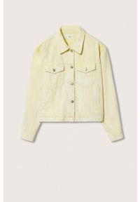 mango - Mango kurtka jeansowa Mom80 damska kolor żółty przejściowa. Okazja: na co dzień. Kolor: żółty. Materiał: jeans. Styl: casual