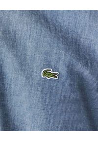 Lacoste - LACOSTE - Bawełniana koszula z logo Slim Fit. Typ kołnierza: kołnierzyk klasyczny, kołnierzyk koszulowy. Kolor: niebieski. Materiał: bawełna. Styl: klasyczny #6