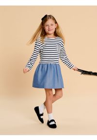 Sinsay - Sukienka - wielobarwny. Materiał: jeans. Długość rękawa: długi rękaw. Wzór: paski #1