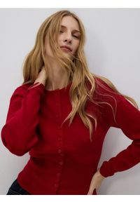 Reserved - Kardigan z domieszką wełny - czerwony. Kolor: czerwony. Materiał: wełna #1