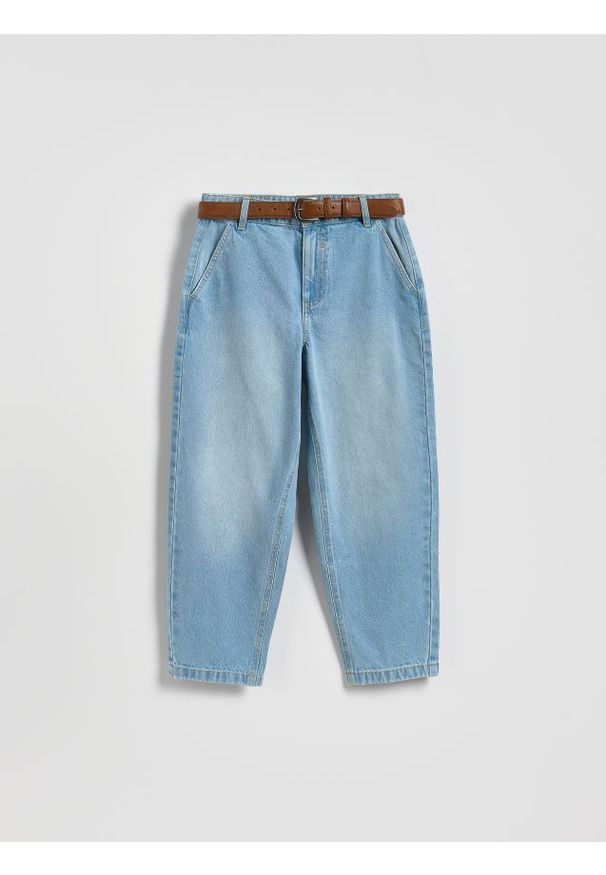 Reserved - Jeansy Carrot - niebieski. Kolor: niebieski