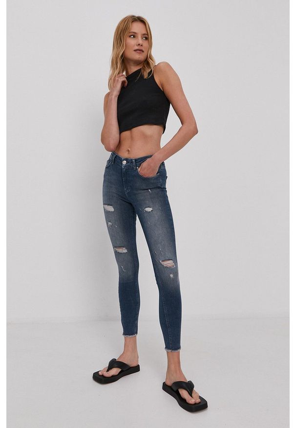 only - Only Jeansy damskie medium waist. Kolor: niebieski