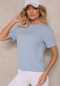 Renee - Niebieski Casualowy T-shirt z Wiskozy Arisanda. Okazja: na co dzień. Kolor: niebieski. Materiał: wiskoza. Styl: casual #3