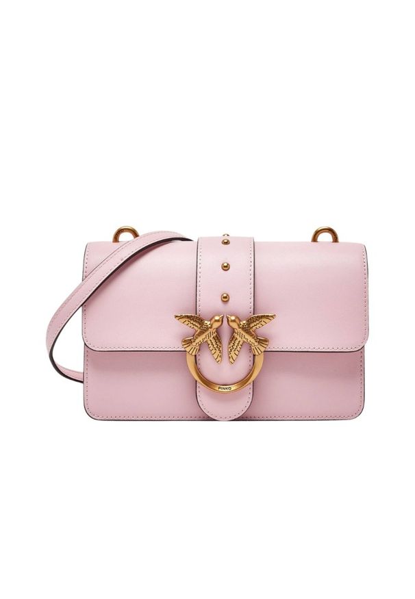 Pinko - PINKO Liliowa kopertówka damska Love One Mini. Kolor: różowy. Styl: casual, elegancki