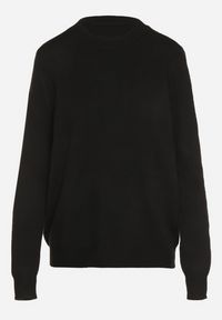 Born2be - Czarny Casualowy Sweter z Wełną i Bawełną Nedalla. Okazja: na co dzień. Kolor: czarny. Materiał: wełna, bawełna. Długość rękawa: długi rękaw. Długość: długie. Styl: casual #5