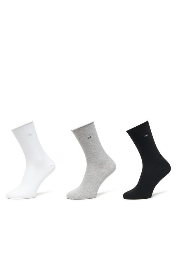 Calvin Klein Zestaw 3 par wysokich skarpet damskich 701234368 Kolorowy. Materiał: materiał, bawełna. Wzór: kolorowy