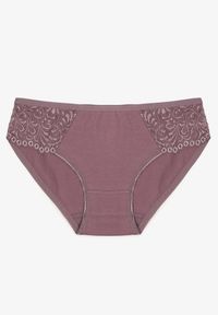 Renee - Fioletowe Bawełniane Majtki Figi o Klasycznym Fasonie Venalice. Kolor: fioletowy. Materiał: bawełna. Wzór: aplikacja #1