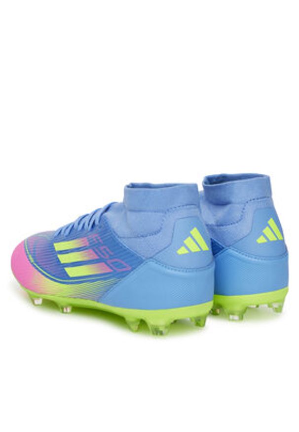 Adidas - adidas Buty do piłki nożnej F50 League Mid Firm/Multi-Ground JI0436 Granatowy. Kolor: niebieski. Materiał: materiał