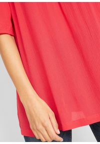 bonprix - Długa tunika z kreszowanego materiału, rękaw 1/2. Kolor: czerwony. Materiał: materiał. Długość rękawa: krótki rękaw. Długość: krótkie, długie #3