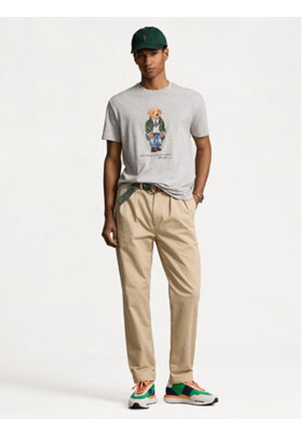 Polo Ralph Lauren T-Shirt 710854497035 Szary Regular Fit. Typ kołnierza: polo. Kolor: szary. Materiał: bawełna