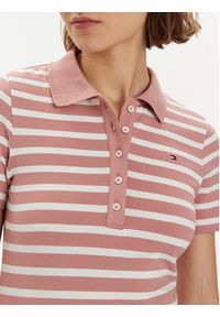 TOMMY HILFIGER - Tommy Hilfiger Polo 1985 WW0WW39530 Różowy Slim Fit. Typ kołnierza: polo. Kolor: różowy. Materiał: bawełna #4