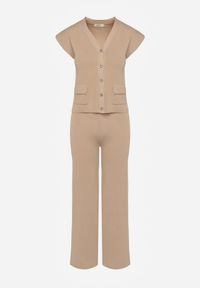 Renee - Beżowy Komplet Kamizelka i Spodnie Regular Annavie. Kolor: beżowy. Materiał: materiał #4