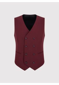 Pako Lorente - PAKO LORENTE - Bordowa dwurzędowa kamizelka męska. Kolor: czerwony. Materiał: poliester, wełna, elastan, wiskoza. Styl: elegancki, młodzieżowy #2