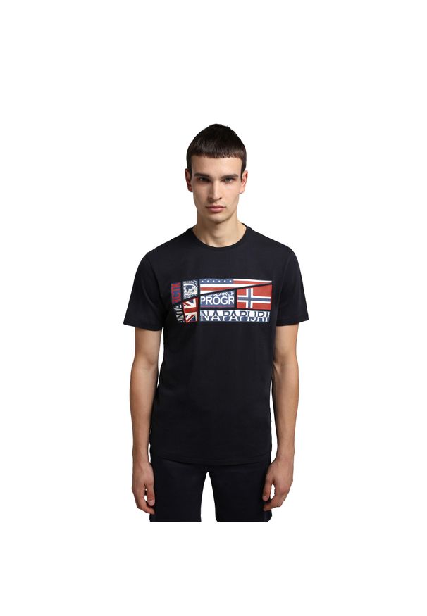 Koszulka sportowa męska Napapijri. Kolor: niebieski. Sport: turystyka piesza