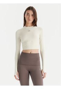 Adidas by Stella McCartney - adidas by Stella McCartney Koszulka techniczna Training JM1403 Beżowy Slim Fit. Kolor: beżowy. Materiał: syntetyk #1