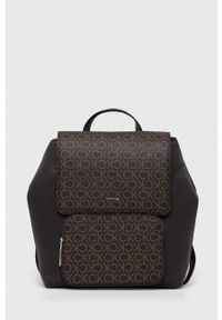 Calvin Klein plecak damski kolor brązowy mały wzorzysty. Kolor: brązowy #1