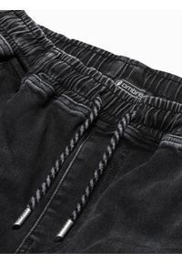 Ombre Clothing - Spodnie męskie joggery P1057 - czarne - XL. Kolor: czarny. Materiał: jeans, bawełna, elastan. Styl: klasyczny #3