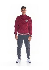 LEONE 1947 APPAREL - Męski dres College ze stójką i zamkiem błyskawicznym. Kolor: czerwony. Materiał: dresówka. Sport: fitness