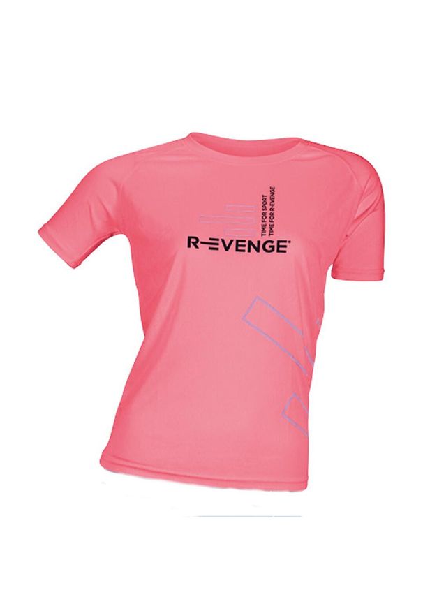 R-EVENGE - Damska koszulka z krótkim rękawem Fitness Running Cardio T-shirt Fuchsia. Kolor: różowy. Materiał: poliester. Długość rękawa: krótki rękaw. Długość: krótkie. Sport: fitness, bieganie