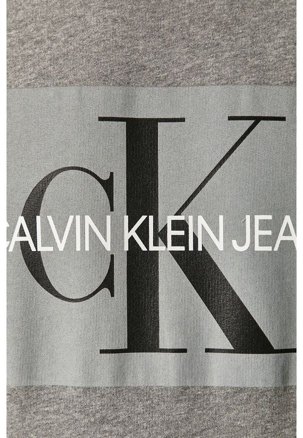Calvin Klein Jeans - Bluza bawełniana. Okazja: na co dzień. Kolor: szary. Materiał: bawełna. Wzór: nadruk. Styl: casual