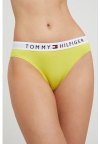TOMMY HILFIGER - Tommy Hilfiger figi kolor żółty z bawełny. Kolor: zielony. Materiał: bawełna. Wzór: gładki