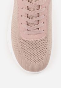 Born2be - Różowe Dzianinowe Sneakersy na Grubej Podeszwie ze Żłobieniami Enolora. Okazja: na co dzień, na spacer. Kolor: różowy. Materiał: dzianina. Szerokość cholewki: normalna. Sport: turystyka piesza, fitness #8