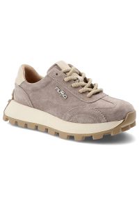 Beżowe Sneakersy Filippo Sportowe Buty Damskie Na Platformie. Okazja: na co dzień, na spacer. Zapięcie: sznurówki. Kolor: beżowy. Materiał: skóra, zamsz, jeans. Szerokość cholewki: normalna. Obcas: na platformie. Sport: turystyka piesza #8