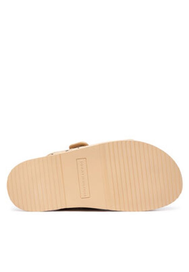 TOMMY HILFIGER - Tommy Hilfiger Klapki Double Strap Raffia FW0FW09122 Beżowy. Kolor: beżowy. Materiał: syntetyk