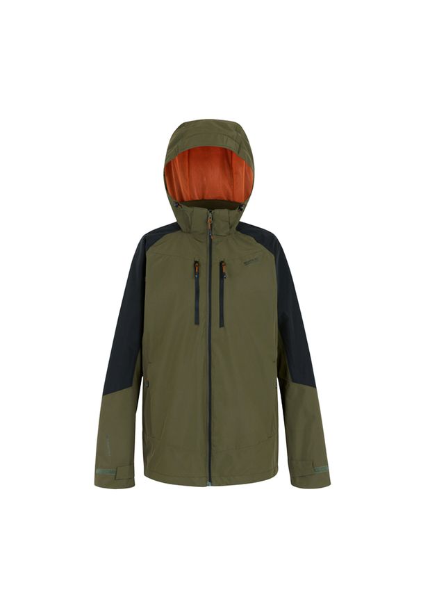 Regatta - Męska Wodoodporna Kurtka Calderdale VI. Kolor: czarny, wielokolorowy, zielony. Sport: turystyka piesza