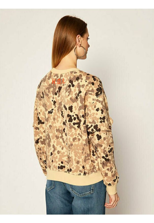 Lee - LEE POCKET SWEATSHIRT DAMSKA BLUZA BEZ KAPTURA BLEACHED SAND L53ZTXO. Typ kołnierza: bez kaptura